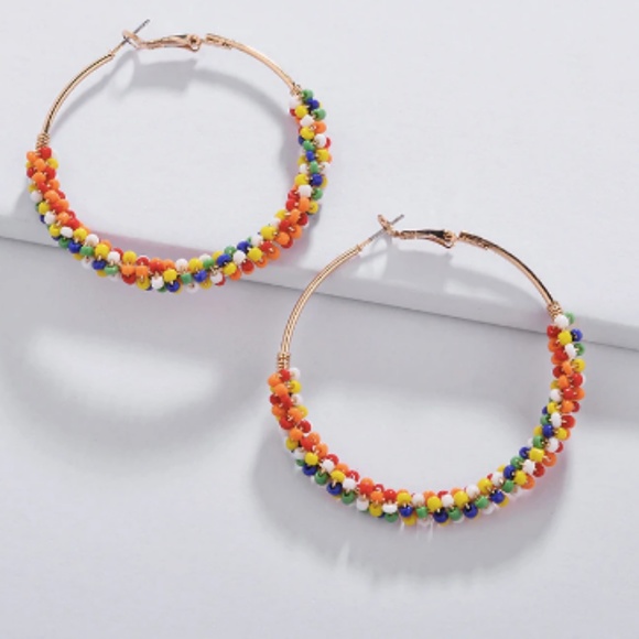 Forever 21 Jewelry - NWT, Colorful mini bead hoop earrings